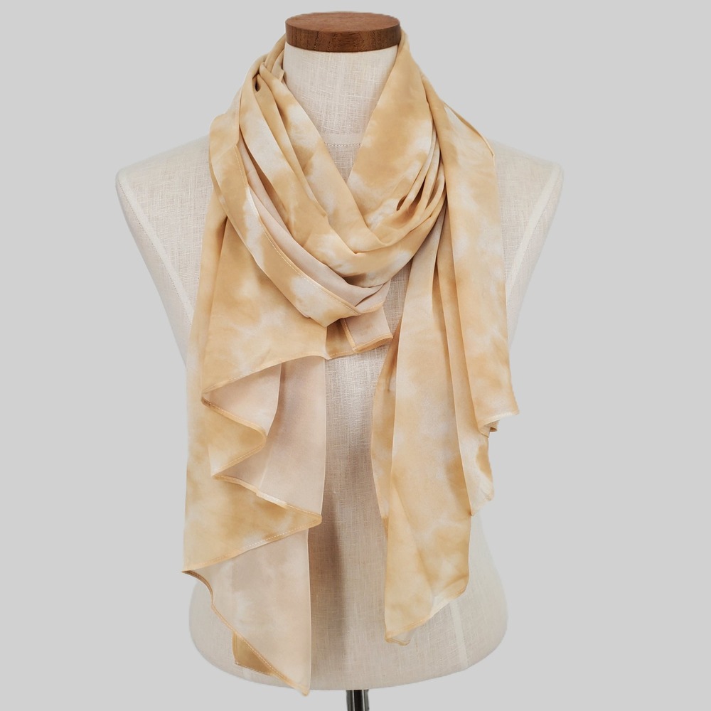 Colleen Lopez Tie Dye Lightweight Sheer Scarf Shawl Wrap Beige Cream‎ One Size